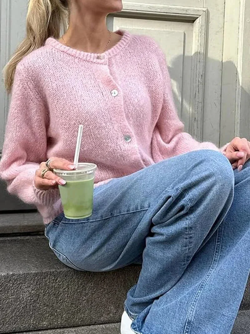 Cardigan tricoté femme boutonné parfait pour l'hiver