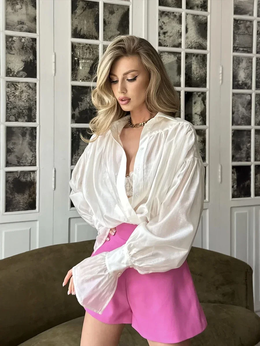 Chemisier femme manches évasées à col classique polyvalent – Image 3