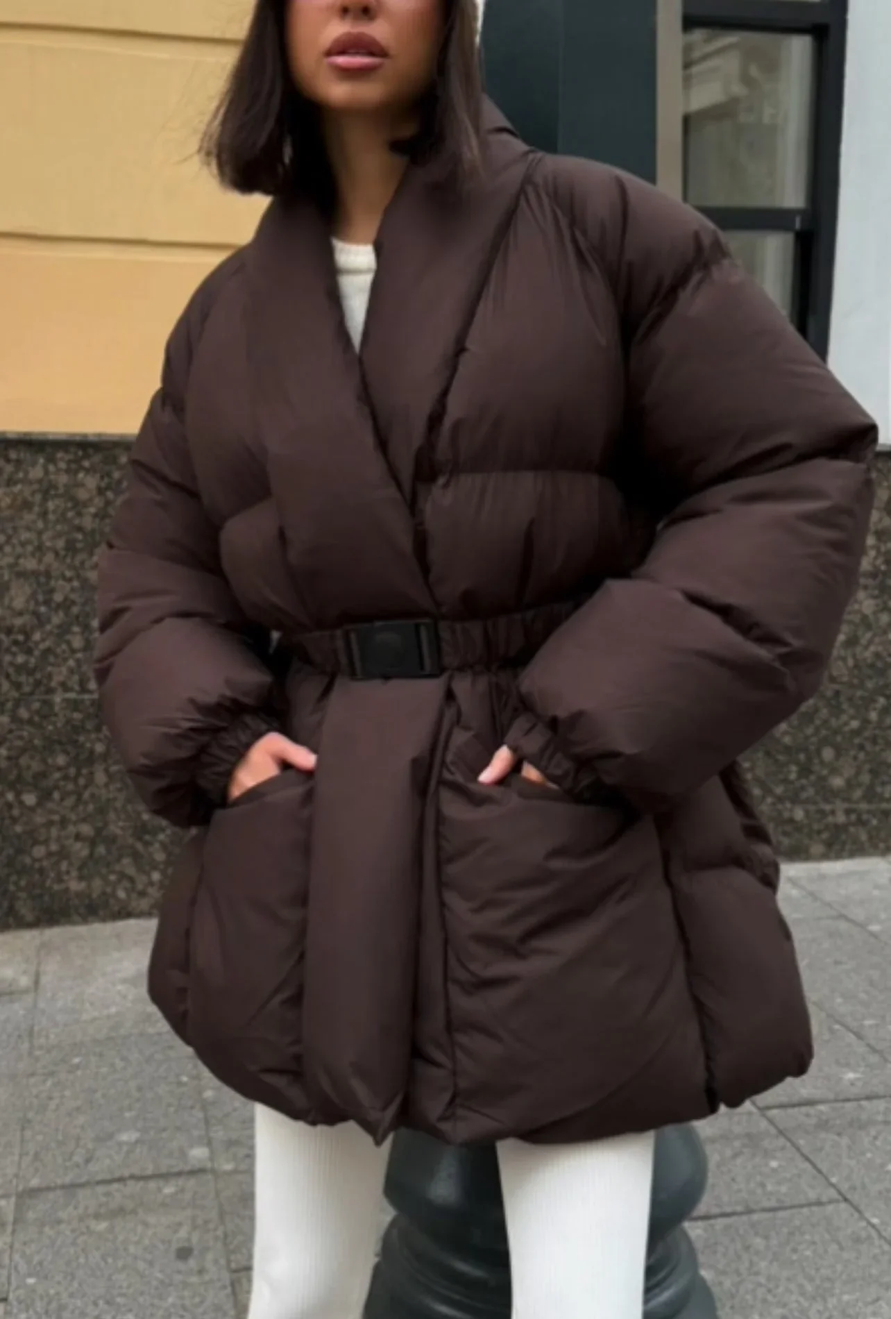 Doudoune femme avec ceinture et col montant – Image 5