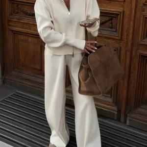 Ensemble détente femme avec fermeture éclair et tricot doux