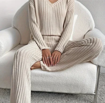 Ensemble femme confortable à manches longues pour maison ou sortie – Image 2