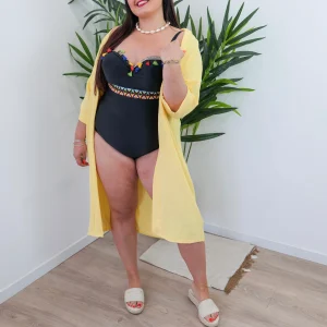 Maillot de bain une pièce à pompons noir