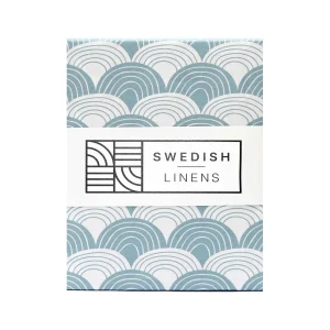 Swedish Linens - Hoeslaken - Rainbows - Muted - Blue (40x80x12 cm)