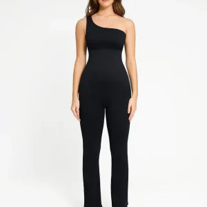 Body Gainant Ventre Plat Évasé à Épaule Unique Sans Couture