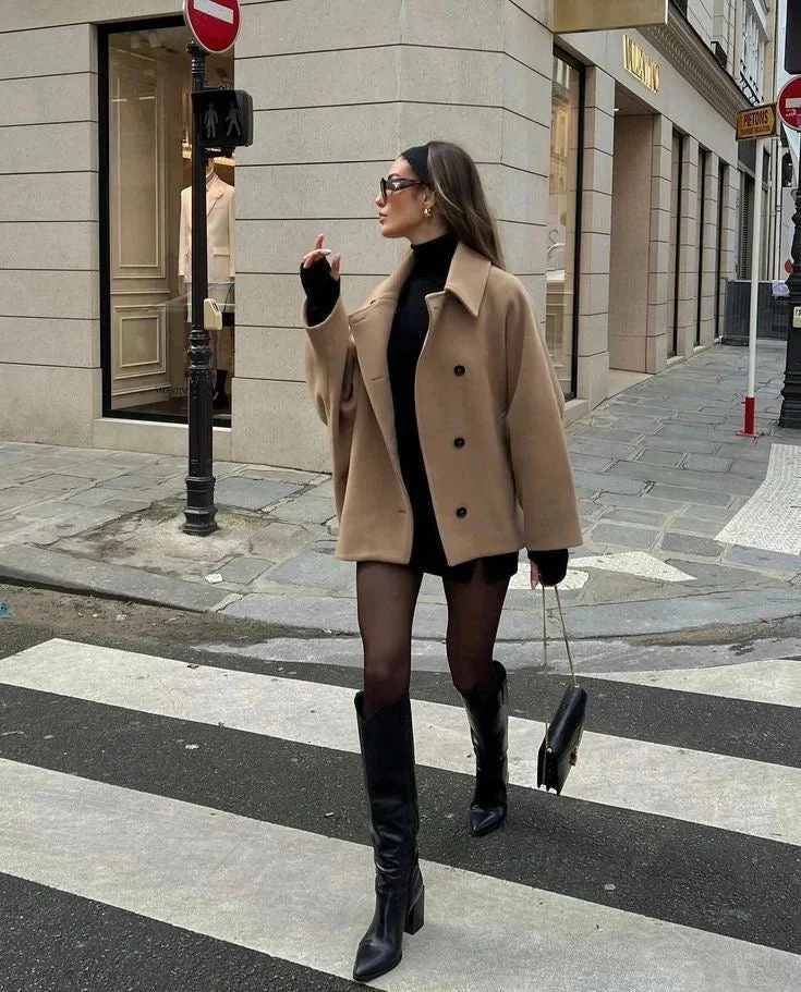 Manteau femme ample avec grands revers et boutons – Image 8
