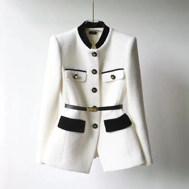Manteau femme chic avec ceinture et boutons décoratifs – Image 5