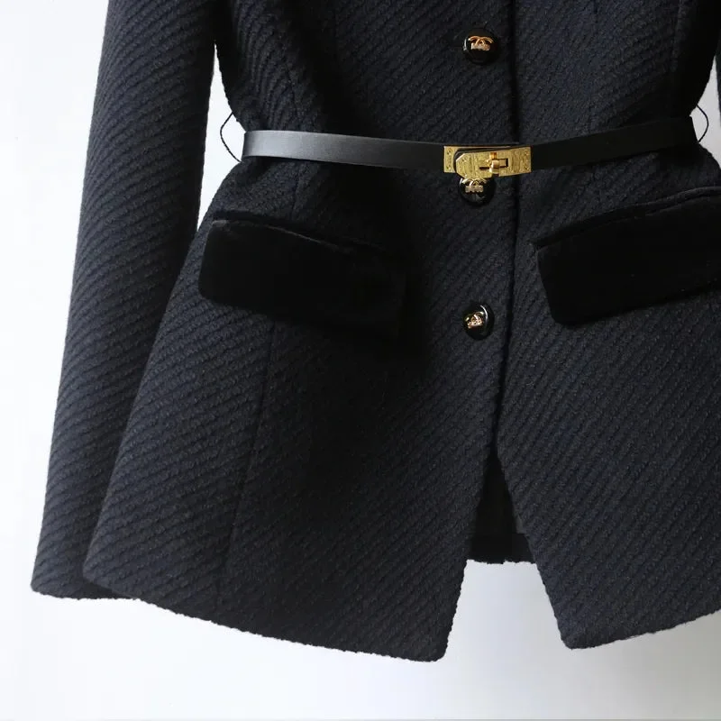 Manteau femme chic avec ceinture et boutons décoratifs – Image 4