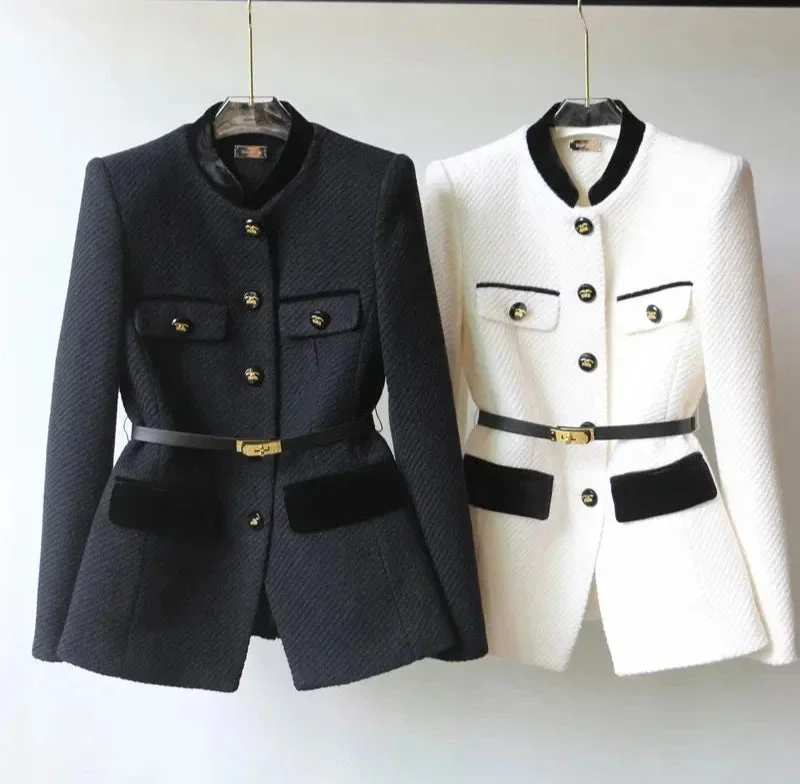 Manteau femme chic avec ceinture et boutons décoratifs – Image 6