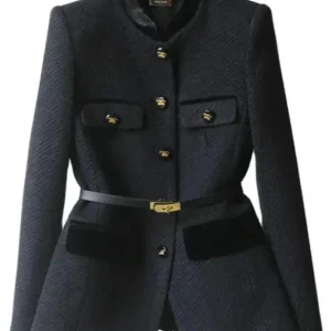 Manteau femme chic avec ceinture et boutons décoratifs