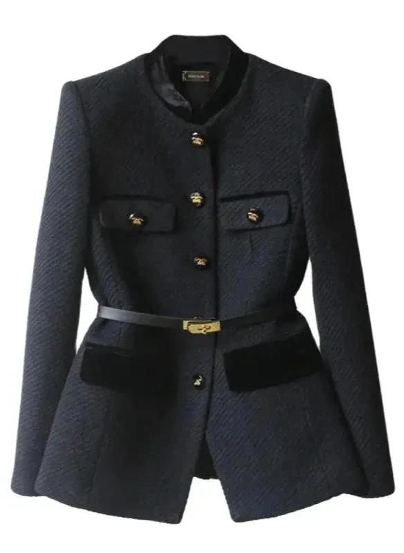 Manteau femme chic avec ceinture et boutons décoratifs