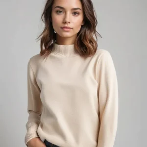 Pull à col roulé femme en maille douce