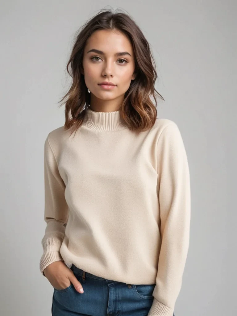 Pull à col roulé femme en maille douce