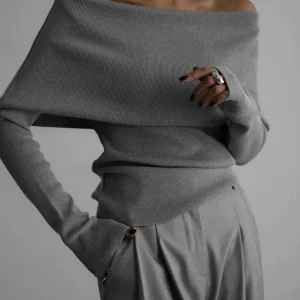 Pull femme col bateau manches longues style élégant