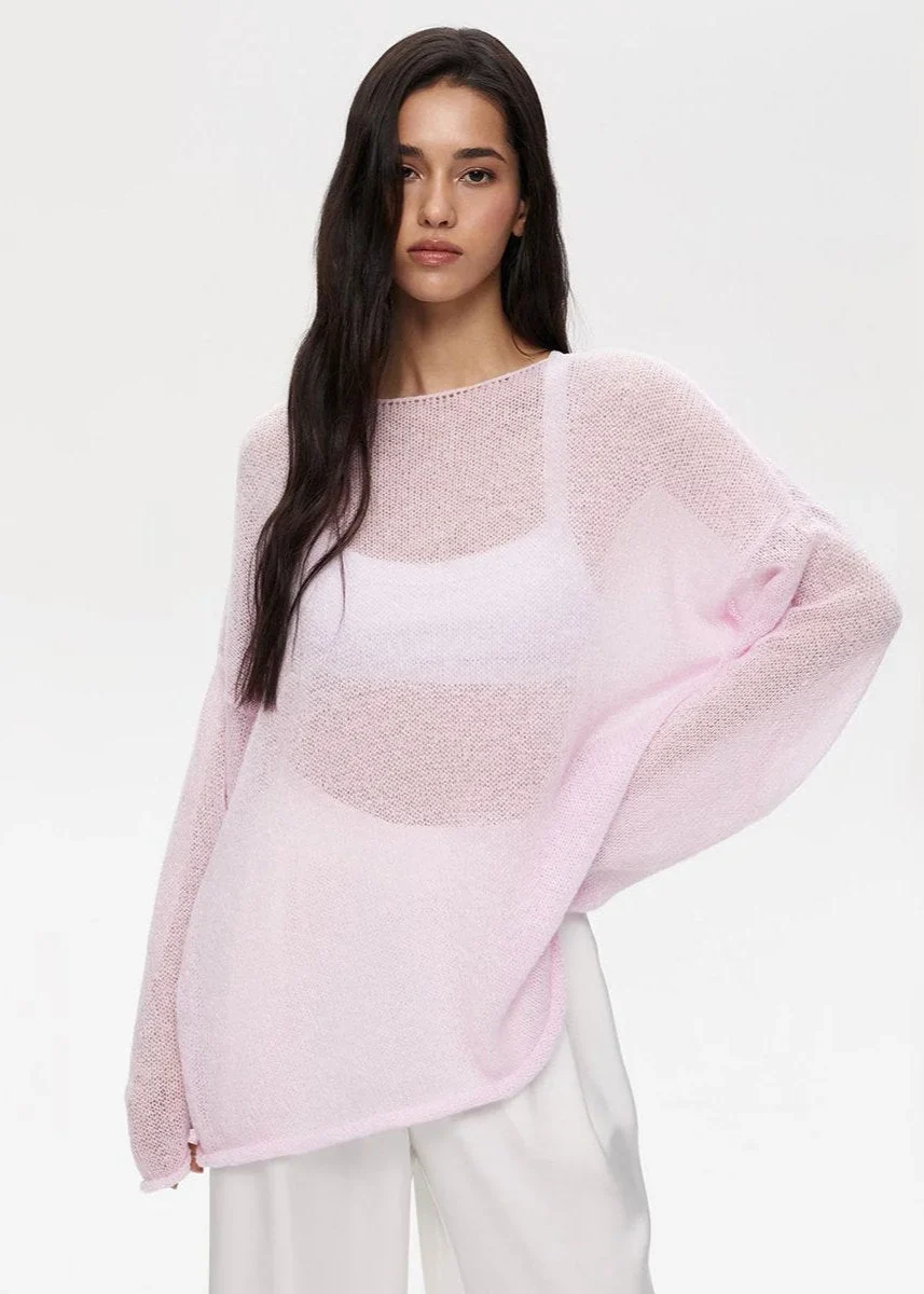 Pull femme léger en maille transparente – Image 5