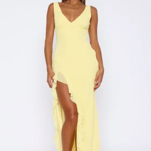 Robe longue femme avec décolleté en V et volants