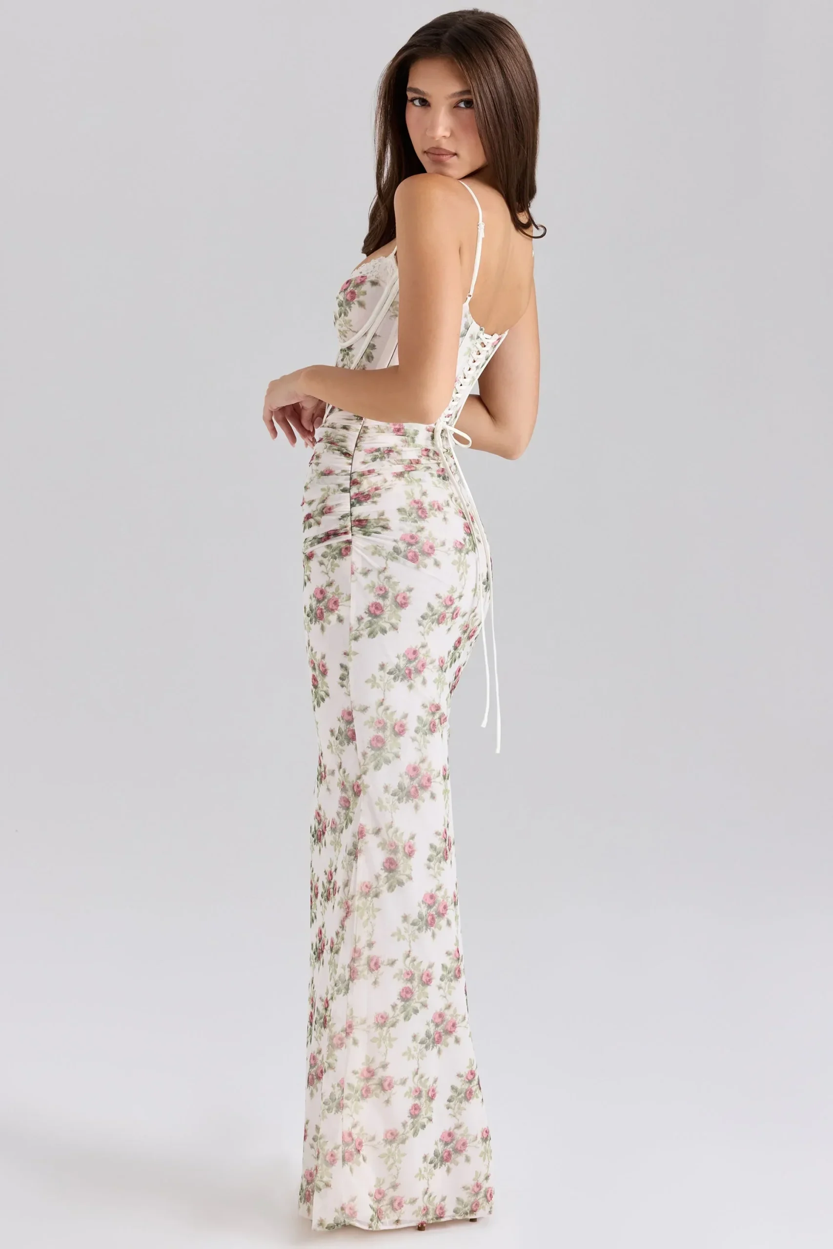 Robe longue à fleurs pour femme avec bretelles fines – Image 5
