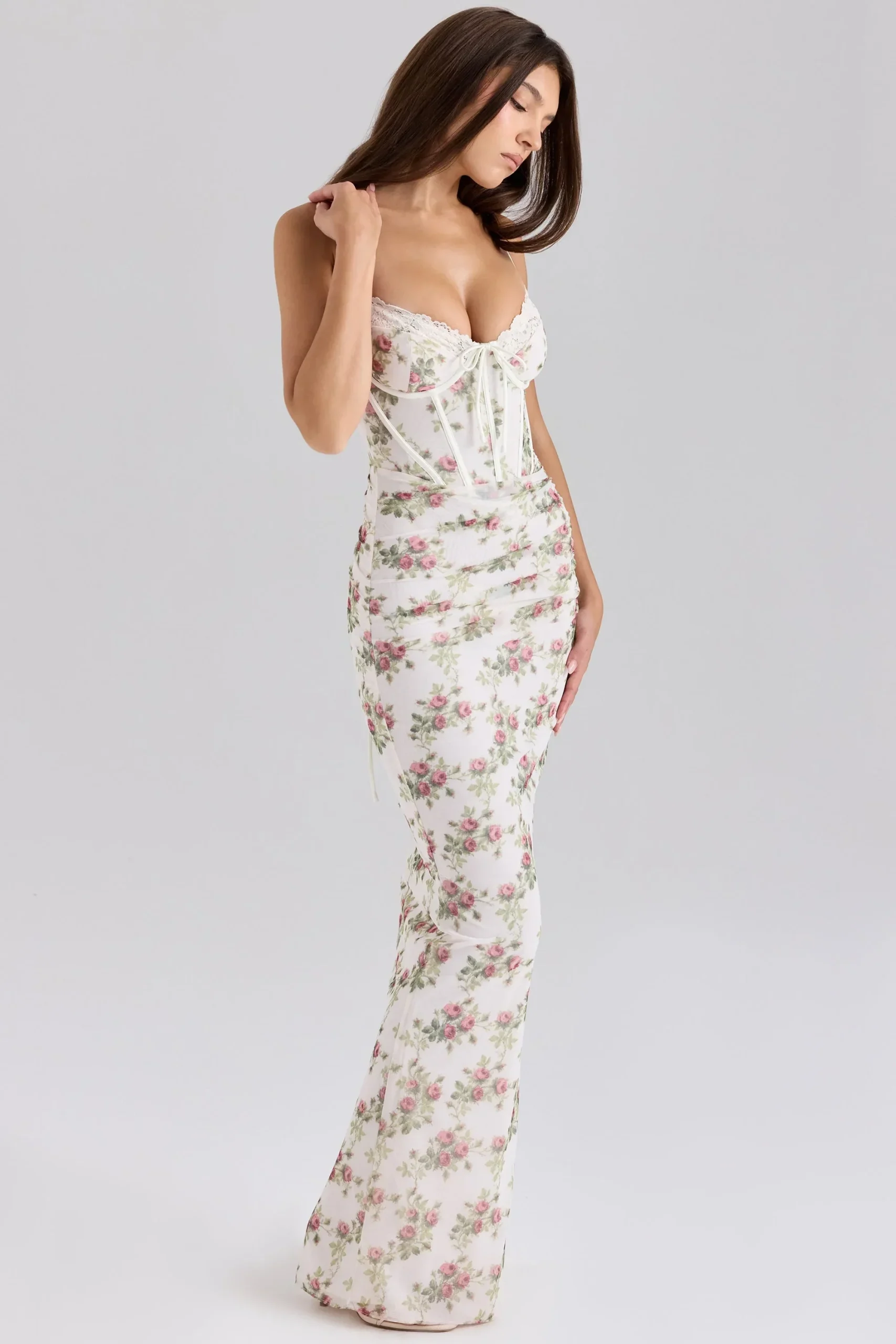 Robe longue à fleurs pour femme avec bretelles fines – Image 6