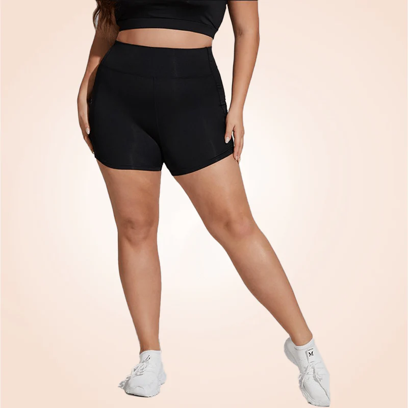 Short De Yoga Grande Taille À Bande Large Et À Mailles Contrastées Pour Les Sports – Image 6
