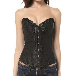 Corset Amincissant Rétro à Bordures Croisées en Jacquard pour Femmes