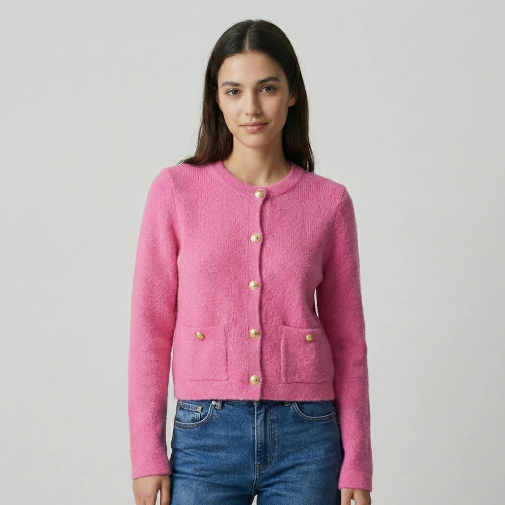 Cardigan femme tricoté chic avec boutons – Image 2