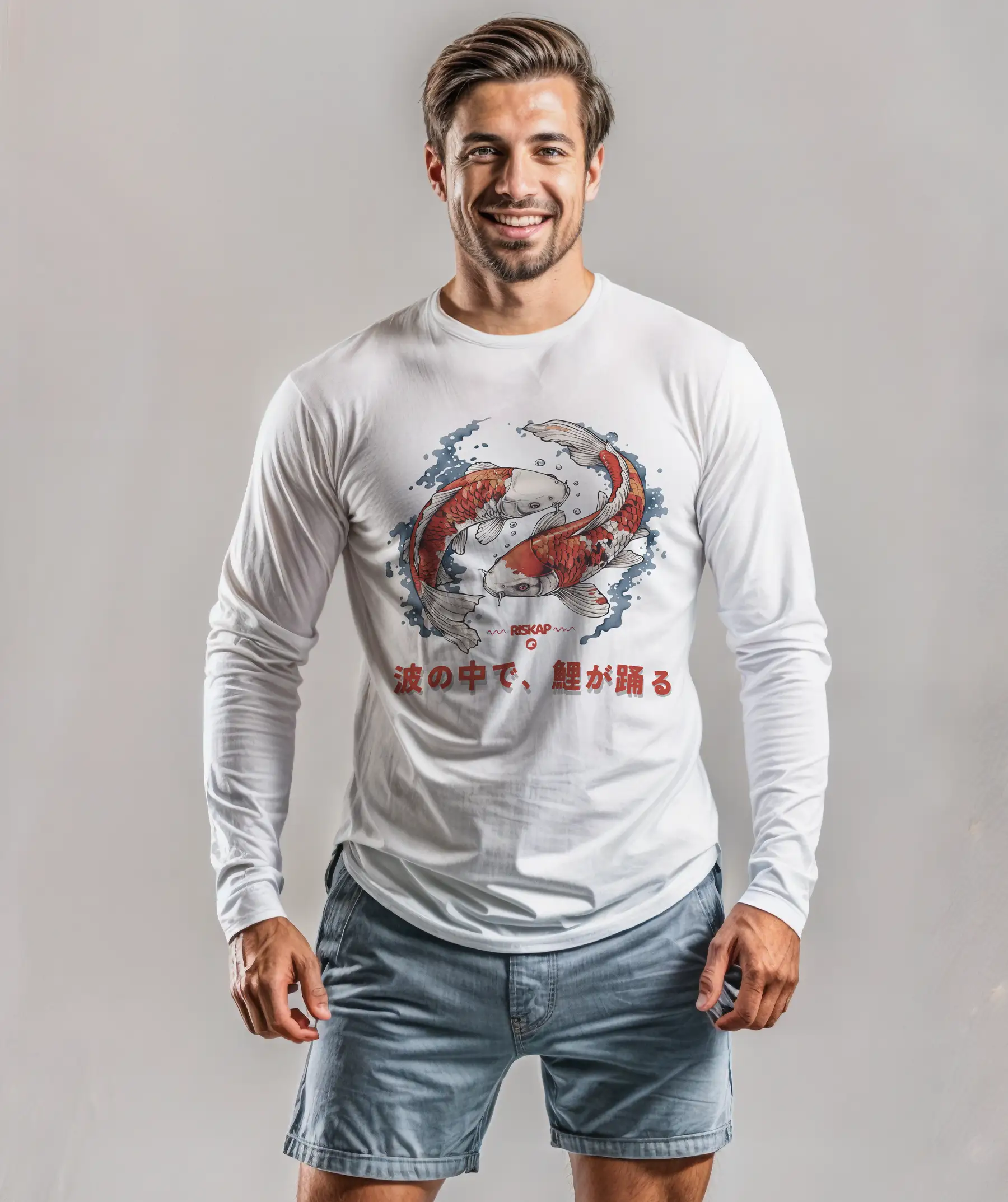 T-shirt Homme Manches Longues – Carpe Koï – Qualité Premium Bio – Image 2