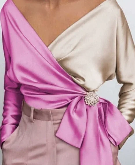 Top femme portefeuille avec nœud et broche élégante – Image 7