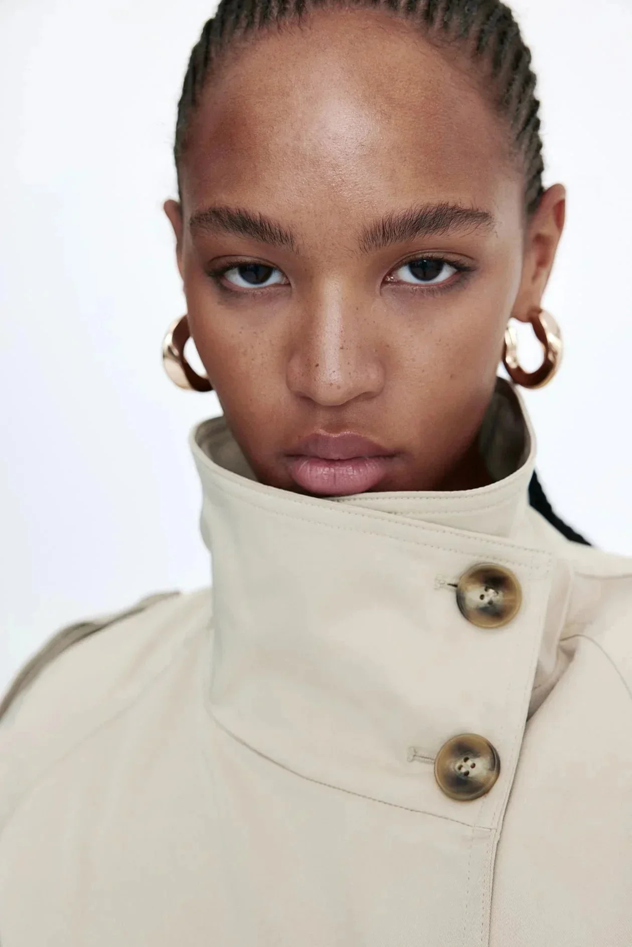 Trench-coat femme col montant ceinture nouée – Image 3