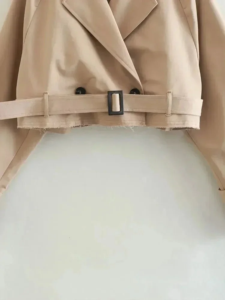 Trench court beige femme manches longues élégantes – Image 7