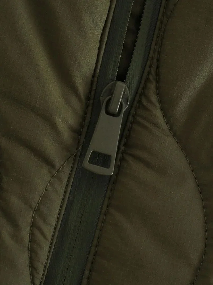 Veste ample matelassée femme couleur vert olive – Image 4