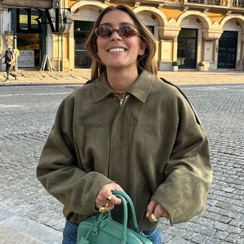 Veste bomber femme oversize avec fermeture éclair – Image 2