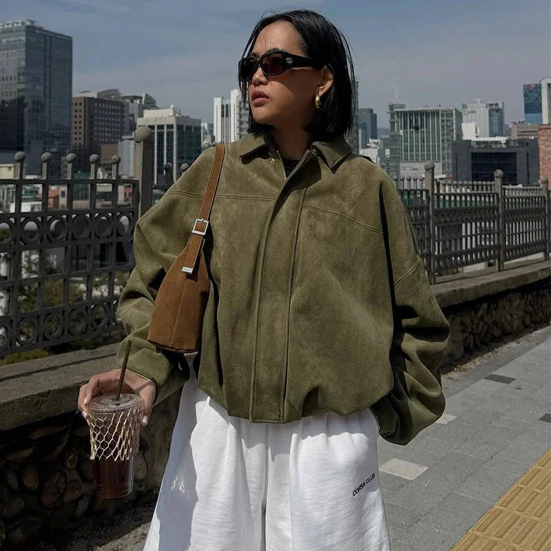 Veste bomber femme oversize avec fermeture éclair – Image 5