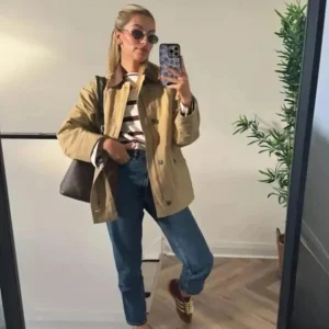 Veste de mi-saison femme à col en velours côtelé