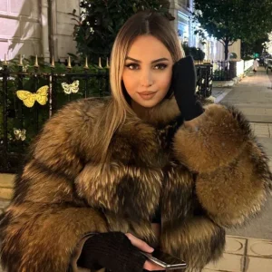 Veste femme en fausse fourrure avec manches longues