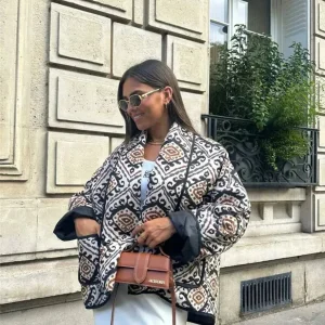 Veste femme matelassée colorée à manches larges