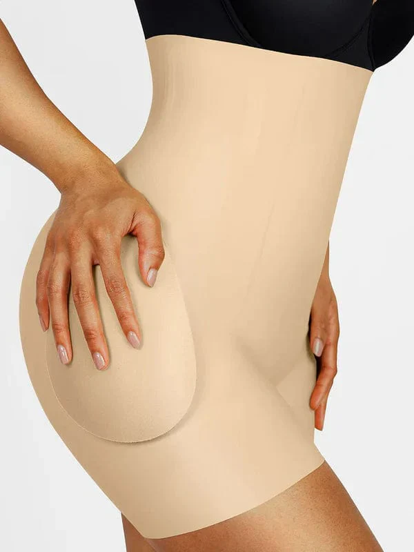Shorts De Shapewear Taille Haute Sans Couture Avec Coussinets De Hanche Amovibles – Image 6