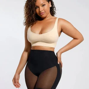 Shorty Gainant Ventre Plat Sans Couture Invisible à Contrôle du Ventre en Maille à Dos Nu